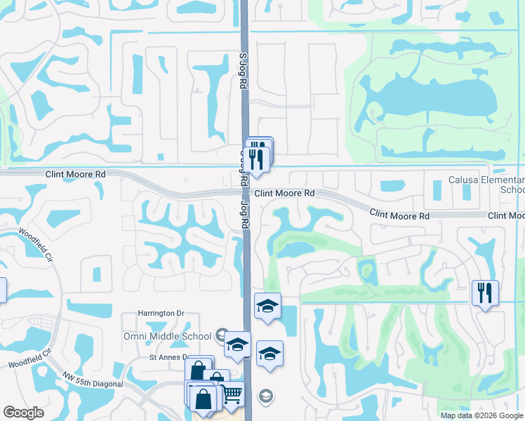 map of restaurants, bars, coffee shops, grocery stores, and more near 2625 Northwest 64th Boulevard in Boca Raton