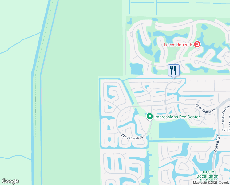 map of restaurants, bars, coffee shops, grocery stores, and more near 18128 Blue Lake Way in Boca Raton