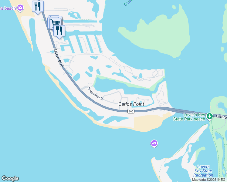 map of restaurants, bars, coffee shops, grocery stores, and more near 8085 Lagoon Road in Fort Myers Beach