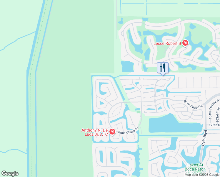 map of restaurants, bars, coffee shops, grocery stores, and more near 18164 Blue Lake Way in Boca Raton