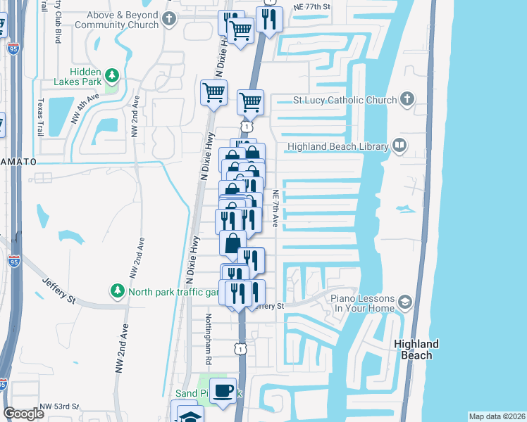 map of restaurants, bars, coffee shops, grocery stores, and more near 665 Enfield Street in Boca Raton