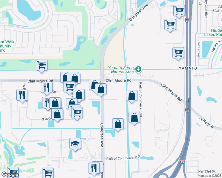 map of restaurants, bars, coffee shops, grocery stores, and more near 6780 Congress Avenue in Boca Raton