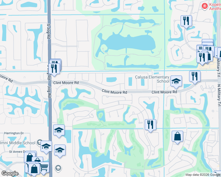 map of restaurants, bars, coffee shops, grocery stores, and more near 2479 Northwest 66th Drive in Boca Raton