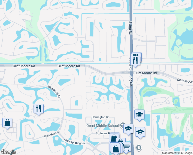map of restaurants, bars, coffee shops, grocery stores, and more near 3298 Northwest 65th Drive in Boca Raton