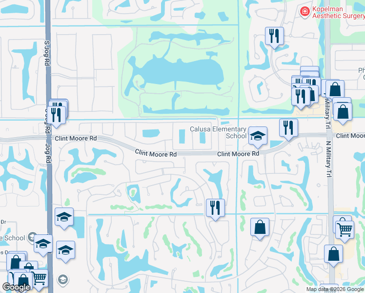 map of restaurants, bars, coffee shops, grocery stores, and more near 2421 Northwest 66th Drive in Boca Raton