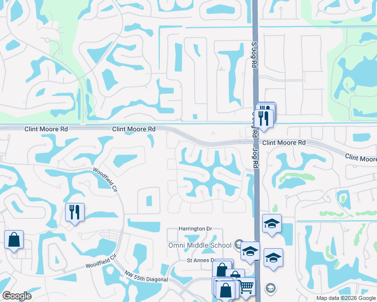 map of restaurants, bars, coffee shops, grocery stores, and more near 3298 Northwest 65th Drive in Boca Raton