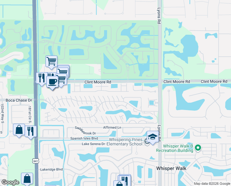 map of restaurants, bars, coffee shops, grocery stores, and more near 9385 Fox Trot Lane in Boca Raton