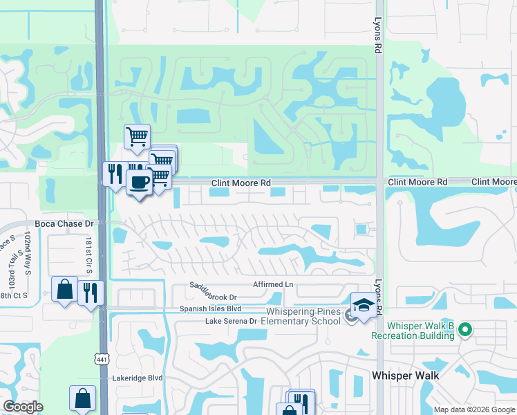 map of restaurants, bars, coffee shops, grocery stores, and more near 9444 Peabody Court in Boca Raton