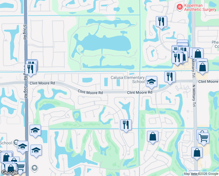 map of restaurants, bars, coffee shops, grocery stores, and more near 2421 Northwest 66th Drive in Boca Raton