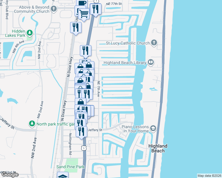 map of restaurants, bars, coffee shops, grocery stores, and more near 755 Dover Street in Boca Raton