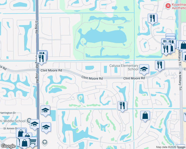 map of restaurants, bars, coffee shops, grocery stores, and more near 2479 Northwest 66th Drive in Boca Raton