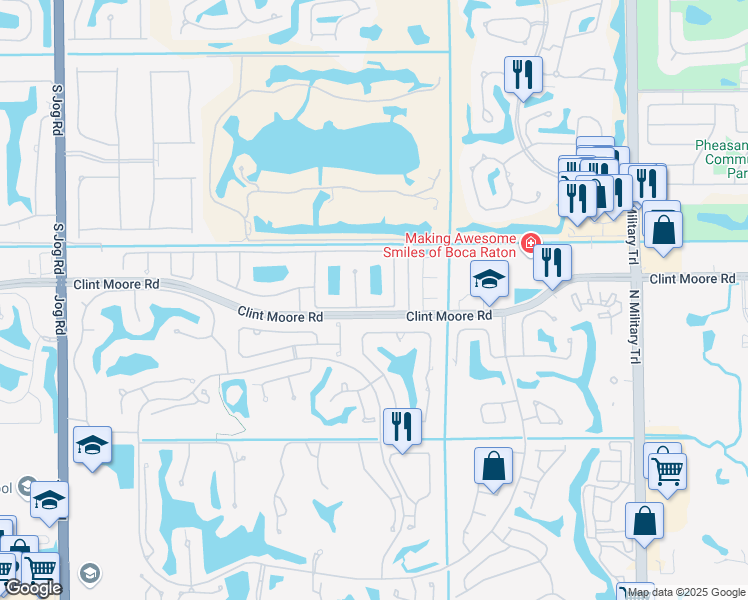 map of restaurants, bars, coffee shops, grocery stores, and more near 2351 Northwest 66th Drive in Boca Raton