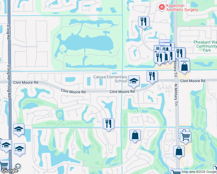 map of restaurants, bars, coffee shops, grocery stores, and more near 6624 Northwest 23rd Terrace in Boca Raton