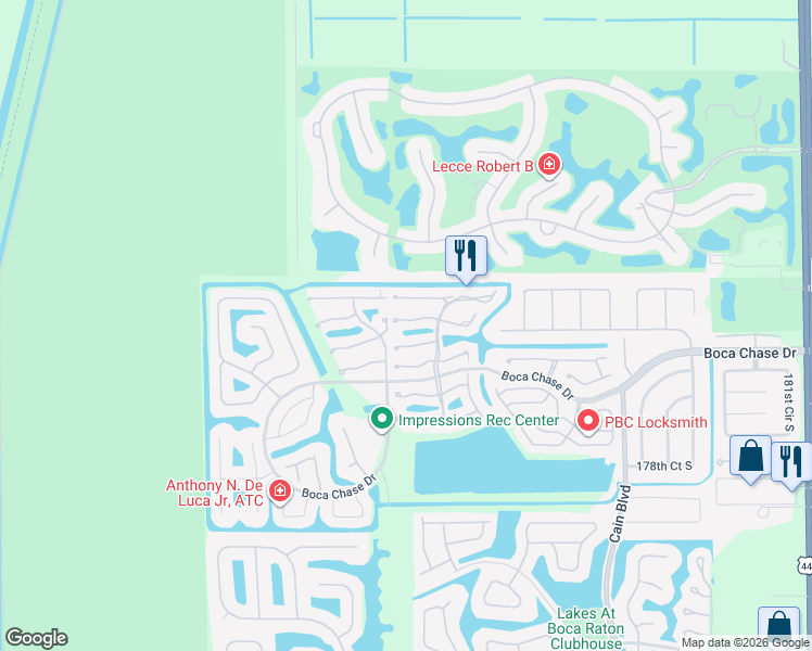 map of restaurants, bars, coffee shops, grocery stores, and more near 10987 Lake Front Place in Boca Raton