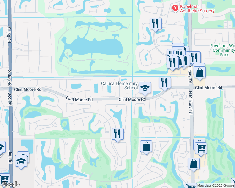 map of restaurants, bars, coffee shops, grocery stores, and more near 6624 Northwest 23rd Terrace in Boca Raton
