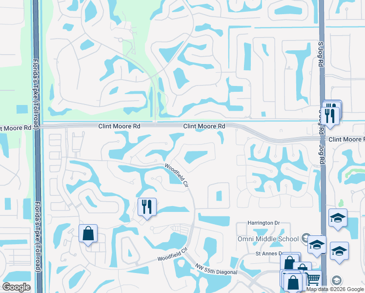 map of restaurants, bars, coffee shops, grocery stores, and more near 3804 Northwest 65th Drive in Boca Raton