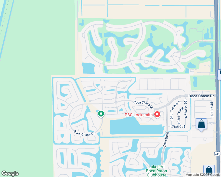 map of restaurants, bars, coffee shops, grocery stores, and more near 10987 Lake Front Place in Boca Raton