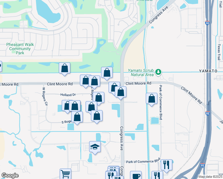 map of restaurants, bars, coffee shops, grocery stores, and more near 902 Clint Moore Rd in Boca Raton