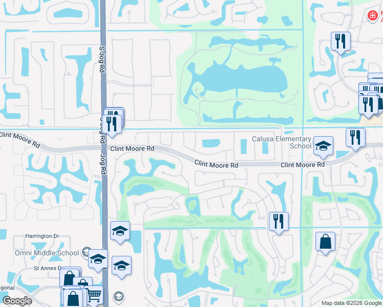 map of restaurants, bars, coffee shops, grocery stores, and more near 2502 Northwest 66th Drive in Boca Raton