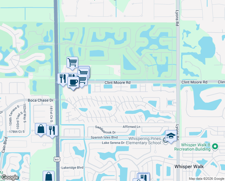 map of restaurants, bars, coffee shops, grocery stores, and more near 9493 Fox Trot Lane in Boca Raton