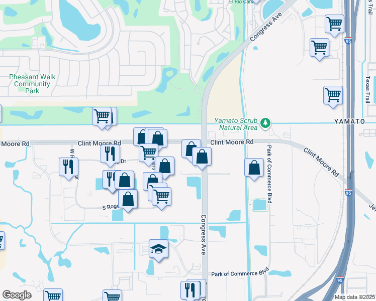 map of restaurants, bars, coffee shops, grocery stores, and more near 902 Clint Moore Road in Boca Raton