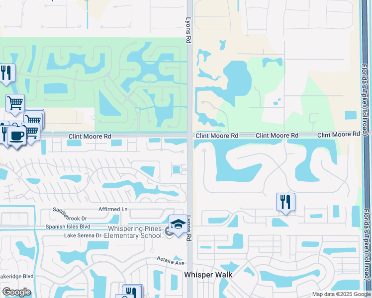 map of restaurants, bars, coffee shops, grocery stores, and more near 9025 Long Lake Palm Drive in Boca Raton