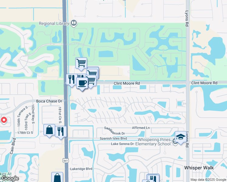 map of restaurants, bars, coffee shops, grocery stores, and more near 9535 Fox Trot Lane in Boca Raton