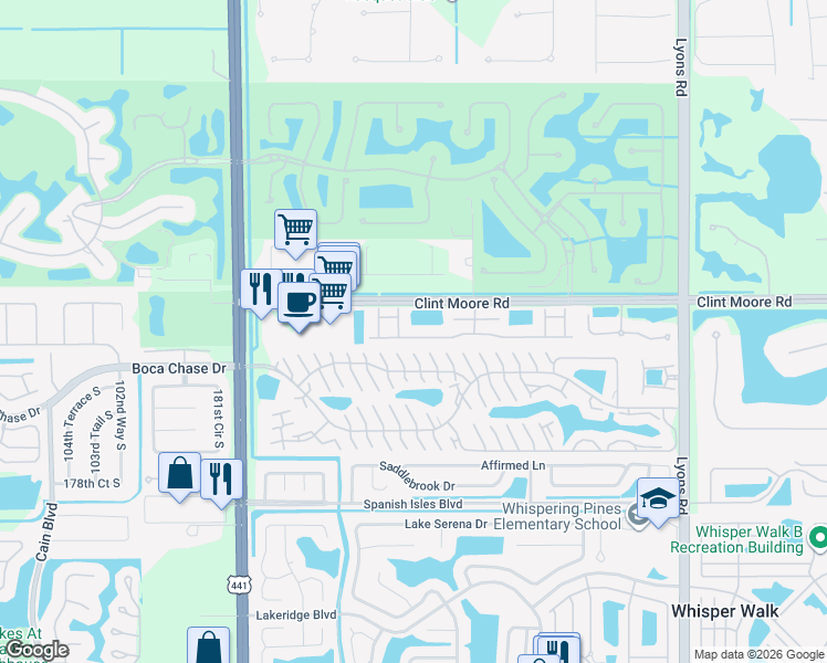 map of restaurants, bars, coffee shops, grocery stores, and more near 9547 Fox Trot Lane in Boca Raton