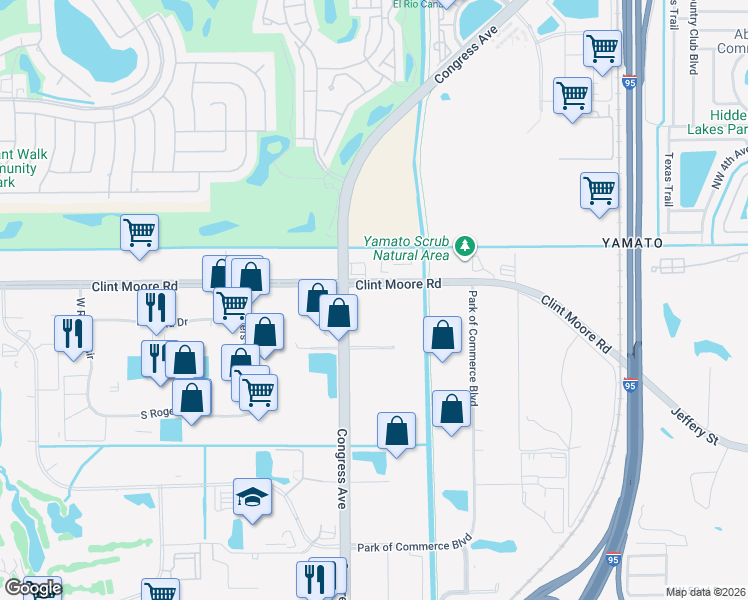 map of restaurants, bars, coffee shops, grocery stores, and more near 6780 Congress Avenue in Boca Raton