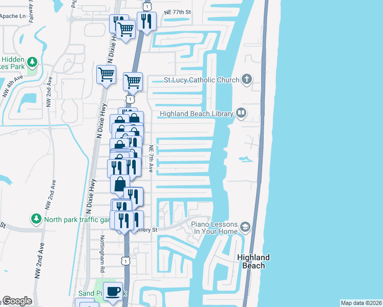 map of restaurants, bars, coffee shops, grocery stores, and more near 807 Dover Street in Boca Raton