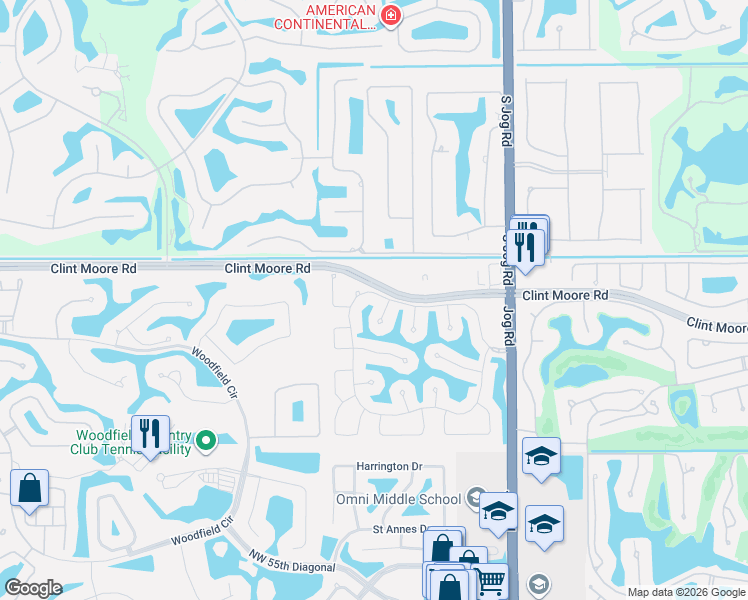 map of restaurants, bars, coffee shops, grocery stores, and more near 3276 Northwest 65th Drive in Boca Raton