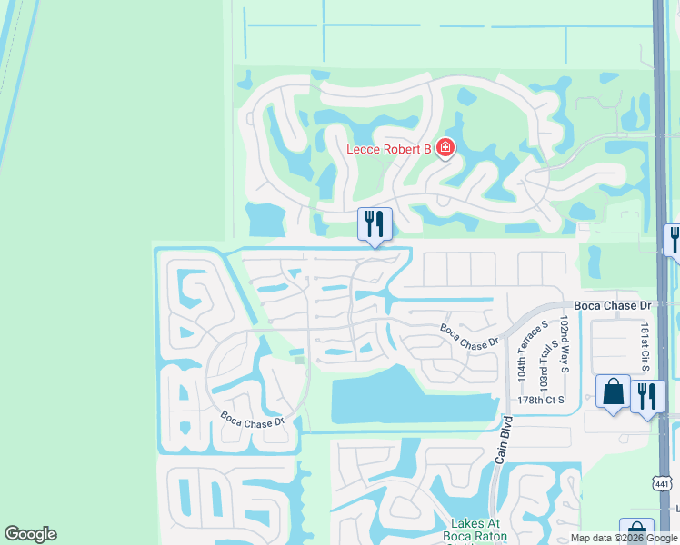 map of restaurants, bars, coffee shops, grocery stores, and more near 10925 Lake Front Place in Boca Raton
