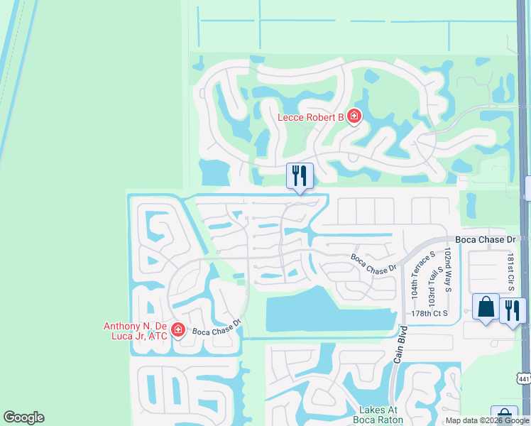 map of restaurants, bars, coffee shops, grocery stores, and more near 10987 Lake Front Place in Boca Raton