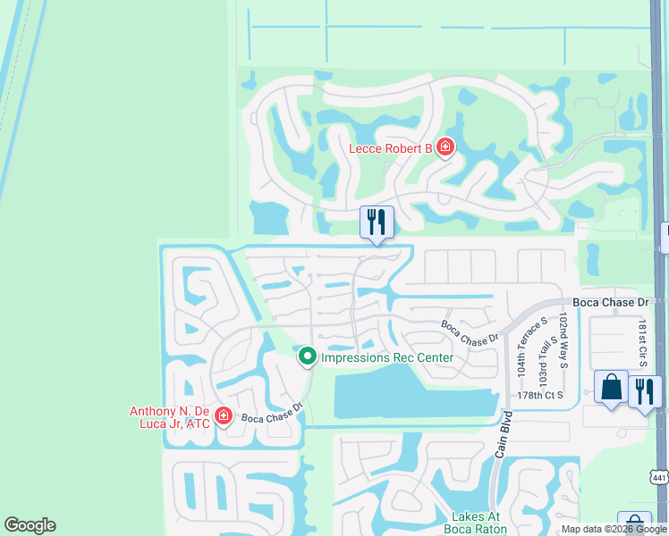 map of restaurants, bars, coffee shops, grocery stores, and more near 10987 Lake Front Place in Boca Raton