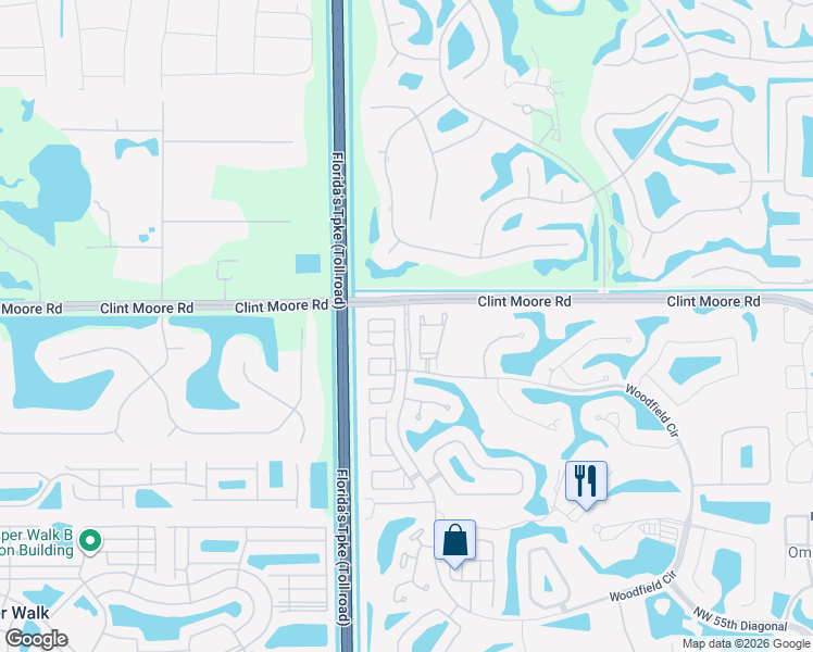map of restaurants, bars, coffee shops, grocery stores, and more near 4100 Clint Moore Road in Boca Raton