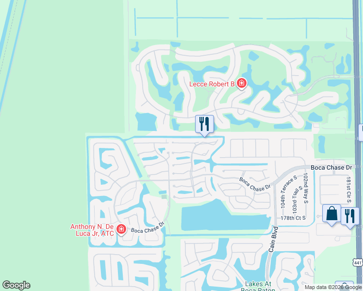 map of restaurants, bars, coffee shops, grocery stores, and more near 10987 Lake Front Place in Boca Raton