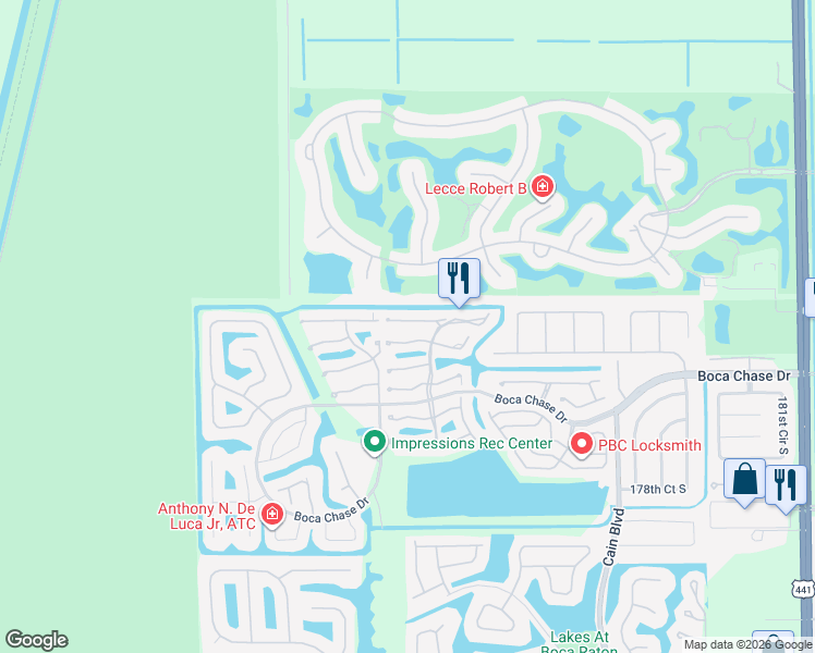 map of restaurants, bars, coffee shops, grocery stores, and more near 10987 Lake Front Place in Boca Raton