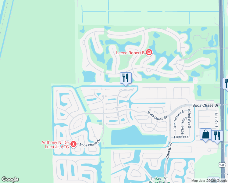 map of restaurants, bars, coffee shops, grocery stores, and more near 10925 Lake Front Place in Boca Raton
