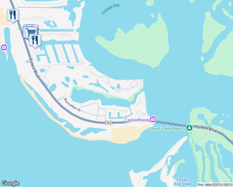 map of restaurants, bars, coffee shops, grocery stores, and more near 4192 Bay Beach Lane in Fort Myers Beach