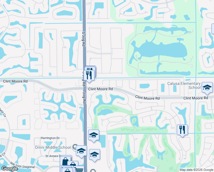 map of restaurants, bars, coffee shops, grocery stores, and more near 6601 Northwest 26th Way in Boca Raton