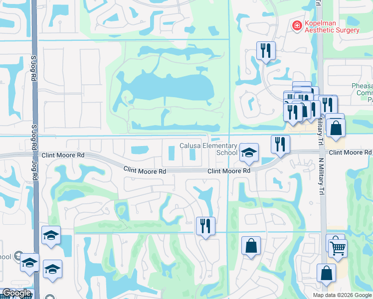 map of restaurants, bars, coffee shops, grocery stores, and more near 2380 Northwest 67th Street in Boca Raton
