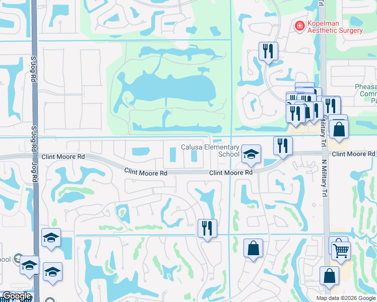 map of restaurants, bars, coffee shops, grocery stores, and more near 2380 Northwest 67th Street in Boca Raton