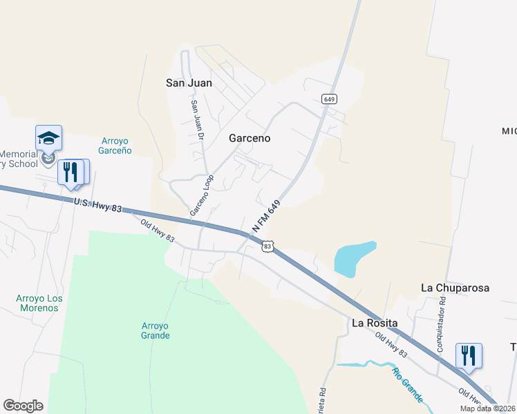 map of restaurants, bars, coffee shops, grocery stores, and more near 738 Las Colinas Circle in Roma