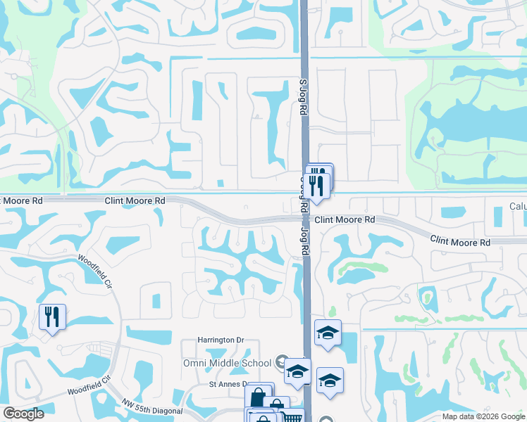 map of restaurants, bars, coffee shops, grocery stores, and more near 17936 Fieldbrook Circle South in Boca Raton