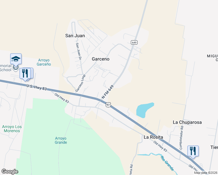 map of restaurants, bars, coffee shops, grocery stores, and more near 738 Las Colinas Circle in Roma