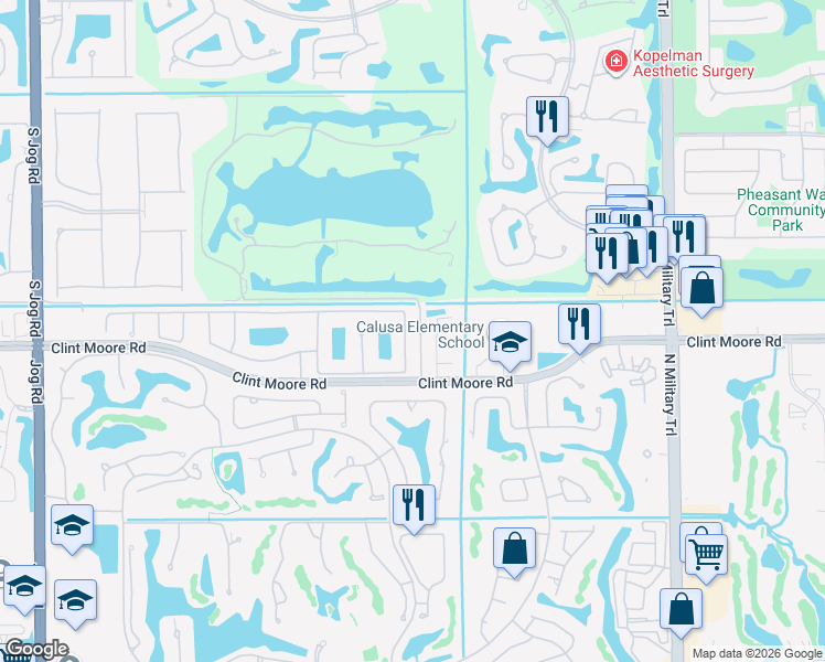 map of restaurants, bars, coffee shops, grocery stores, and more near 6690 Northwest 23rd Terrace in Boca Raton
