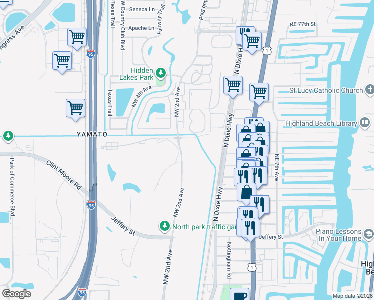 map of restaurants, bars, coffee shops, grocery stores, and more near 198 Northwest 67th Street in Boca Raton