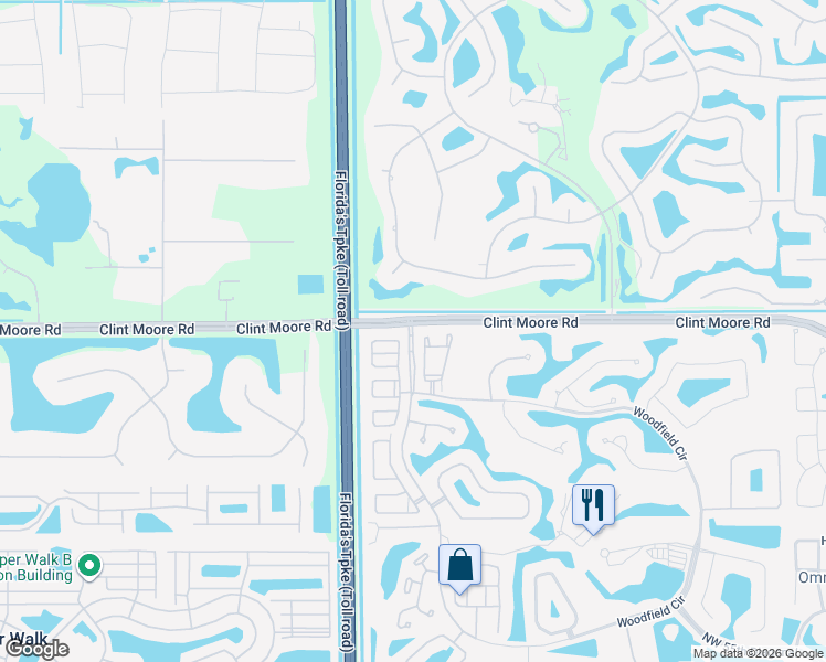 map of restaurants, bars, coffee shops, grocery stores, and more near 4100 Clint Moore Road in Boca Raton