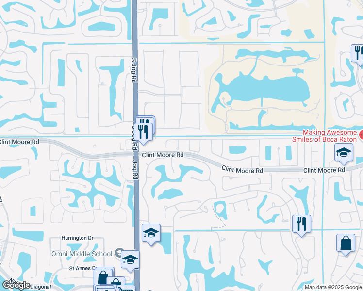map of restaurants, bars, coffee shops, grocery stores, and more near 6695 Northwest 25th Court in Boca Raton