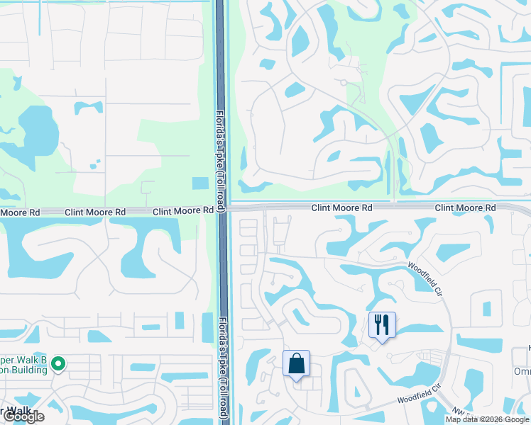 map of restaurants, bars, coffee shops, grocery stores, and more near 4100 Clint Moore Road in Boca Raton